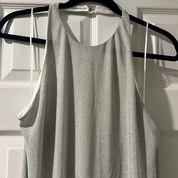 Reformation Elegant Sparkle Gray Halter Maxi Dress - Picture 3 of 5